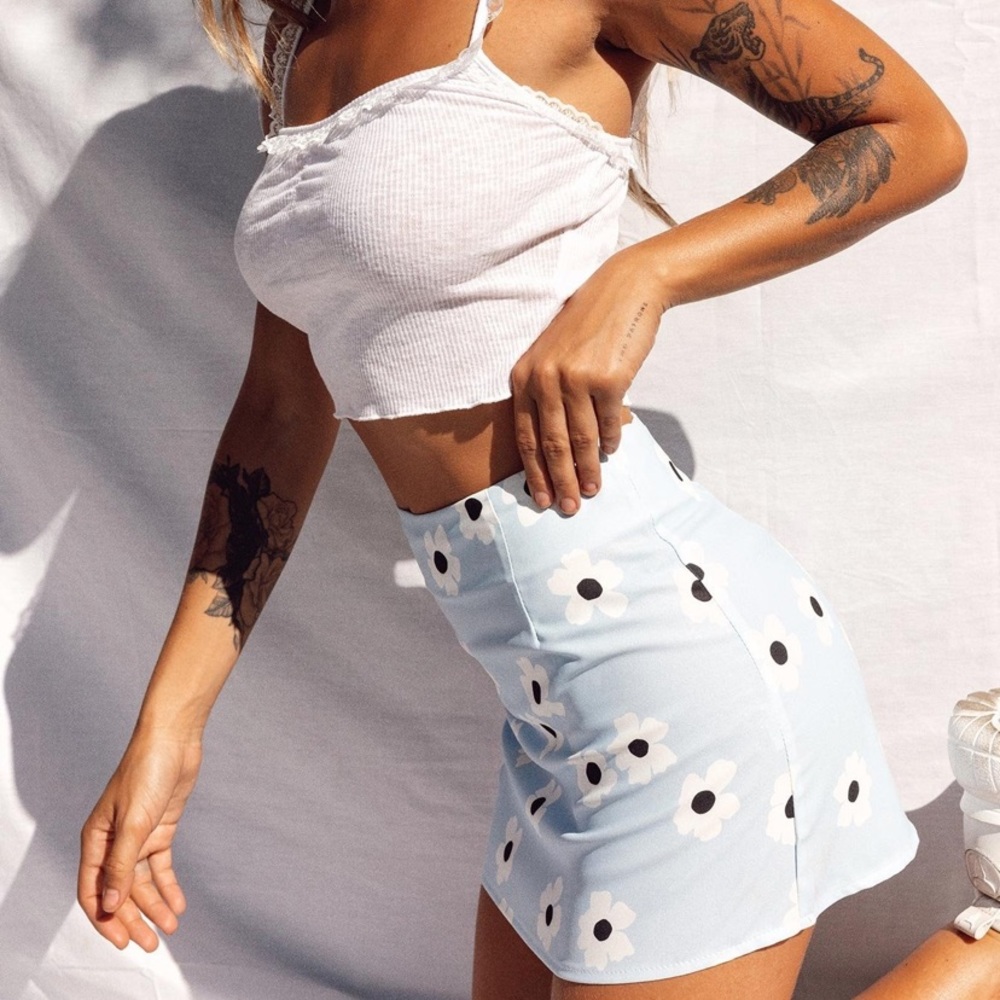 Shelly Mini Skirt Blue- Princess Polly